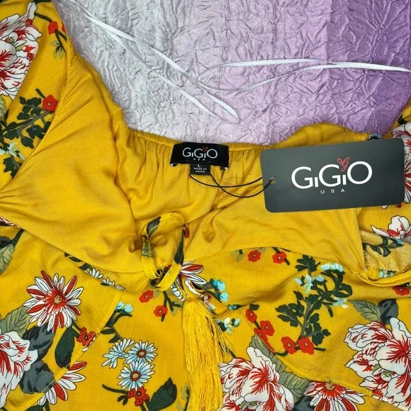NWT GiGi JAPNA L XL RAYON LIGHTWEIGHT DRESS STRAPS with COLD SHOULDERS MUSTARD - Picture 7 of 13